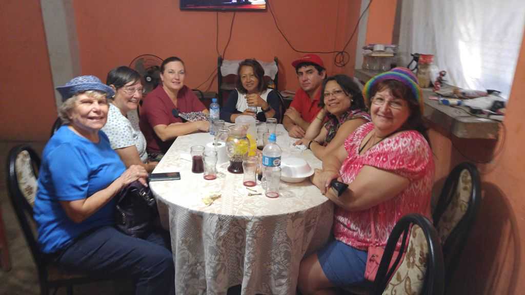 Our first group lunch, table 1 of 2